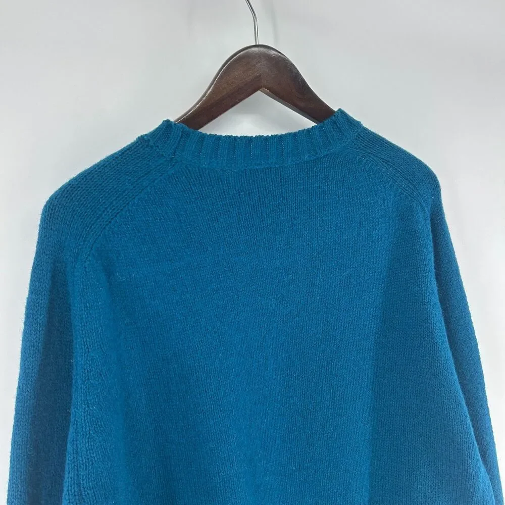 Vintage LL Bean Wool Fisherman Sweater Teal Pullover Made In Ireland Chunky